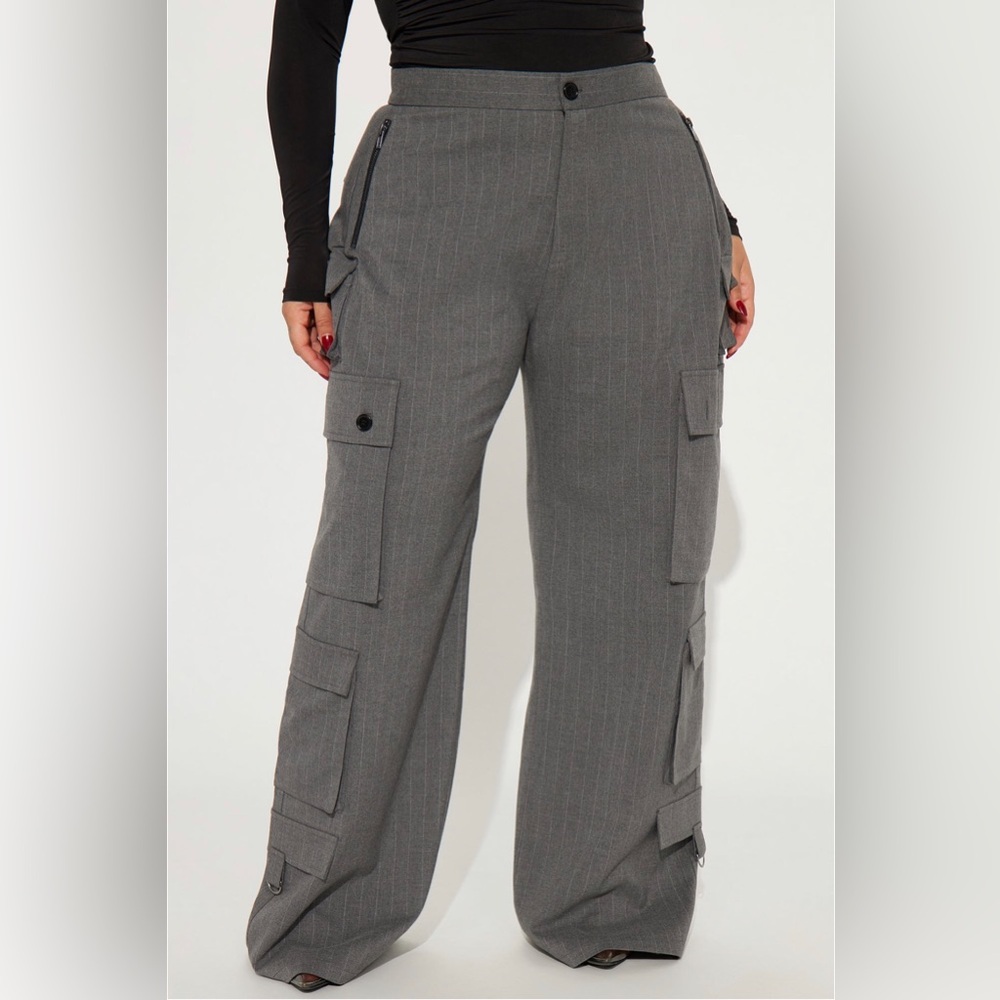Gray Pinstripe Cargo Pants